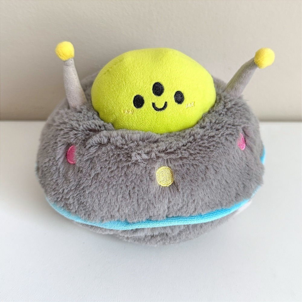 Squishable Mini UFO Alien Plush Gray Lime Flying Saucer Space Stuffed Toy 5"